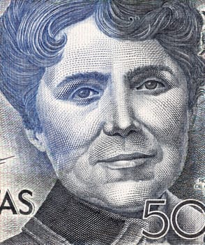 Rosalia de Castro (1837-1885) on 500 Pesetas 1979 Banknote From Spain. Galician romanticist writer and poet.
