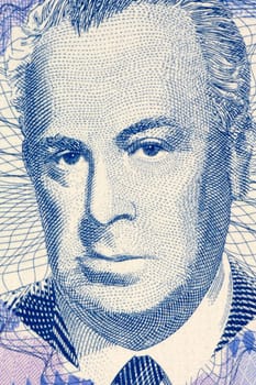 Skender Kulenovic (1910-1978) on 50 Pfeniga 1998 Banknote from Bosnia Herzegovina. Bosnian poet, novelist and dramatist.