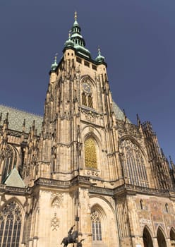 St. Vitus gothic cathedral in the Prague Castle complex in Prague (Czech Republic.)