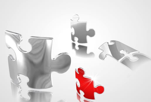 Some pieces of the puzzle on a white background