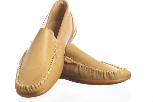 Italian leather men&#039 s shoes on a white background