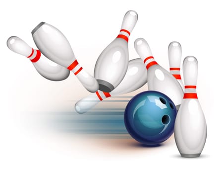 Bowling ball crashing into the pins