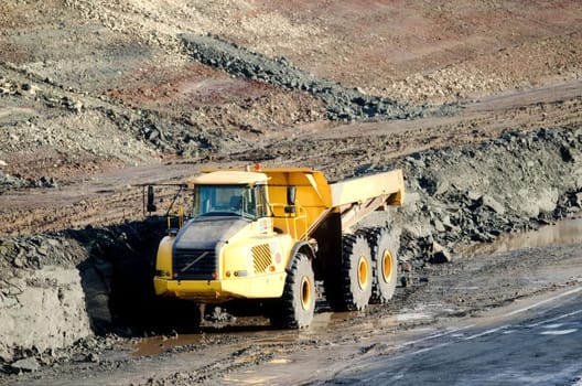 the truck on work site
