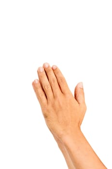 isolated praying hands gesture, with palms together.