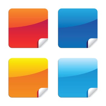 set of glossy shiny style label stickers with peeling corner effects.