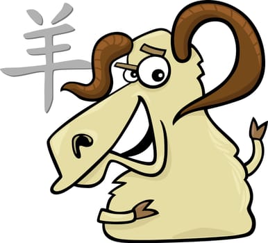 cartoon illustration of Goat or Ram Chinese horoscope sign