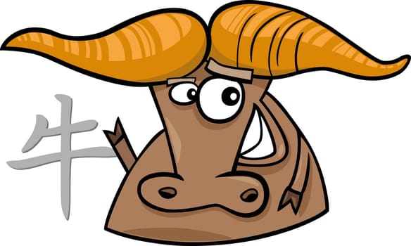 cartoon illustration of Ox Chinese horoscope sign