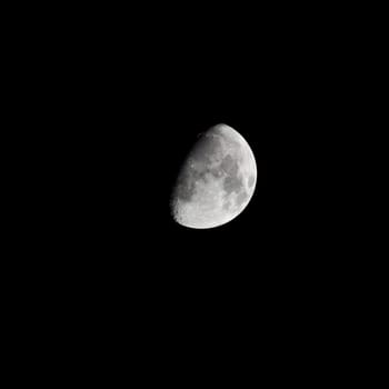 The Moon at night, black sky background