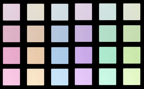Colour fabric paint samples isolated over black
