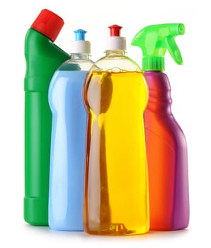 Detergent bottles isolated on white
