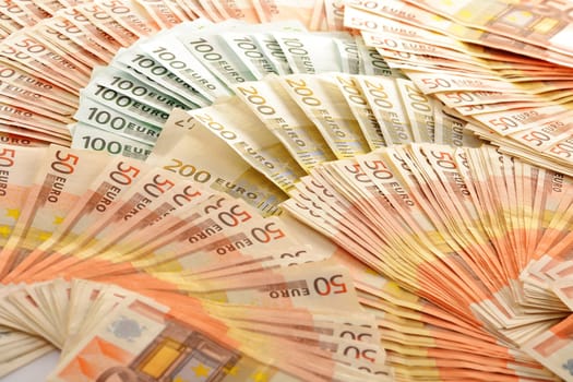 Composition with Euro banknotes. European Union currency