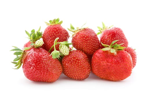 pile of fresh strawberries isolated on white