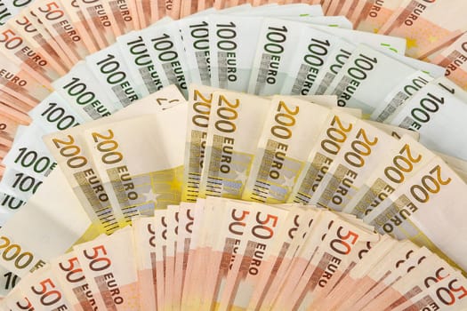 Composition with Euro banknotes. European Union currency