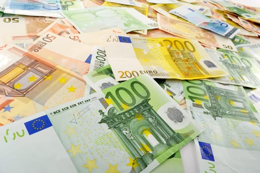 Composition with Euro banknotes. European Union currency