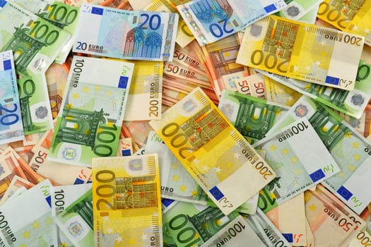 Composition with Euro banknotes. European Union currency