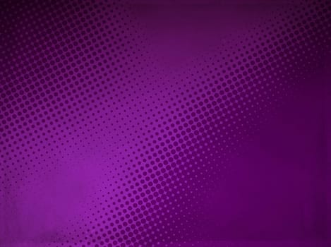 Grunge abstract halftone background made of a light and dark purple dotted pattern.