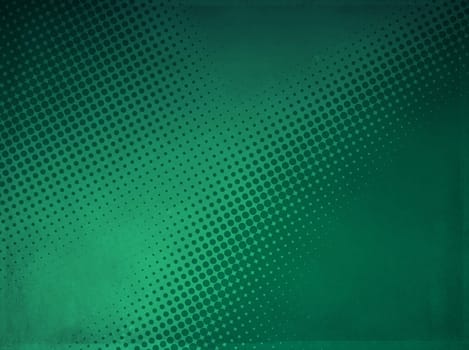 Grunge abstract halftone background made of a light and dark green dotted pattern.