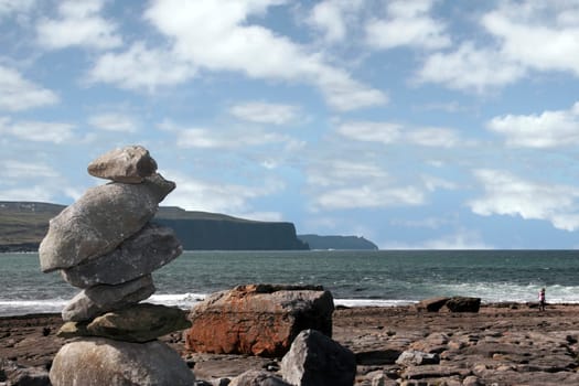 rock piles on the beach in doolin county clare ireland