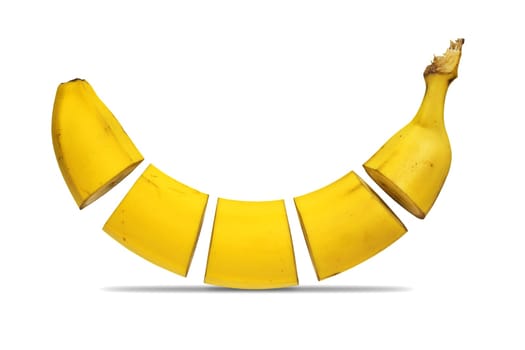 banana sliced in a five pieces
