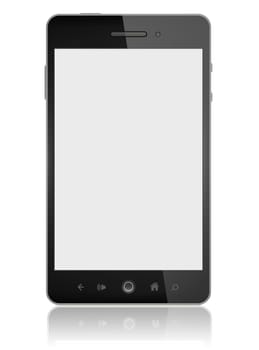 Modern smart phone with blank screen isolated on white. Include clipping path for phone and screen.