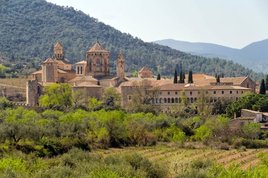 Monastery of Santa Maria de Poblet, Catalonia, Spain overview
