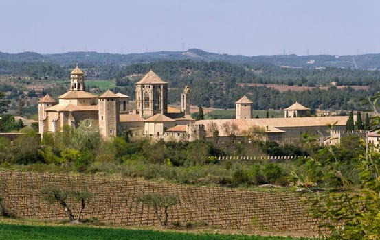 Monastery of Santa Maria de Poblet, Catalonia, Spain overview
