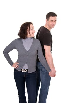 happy couple isolated on the white background