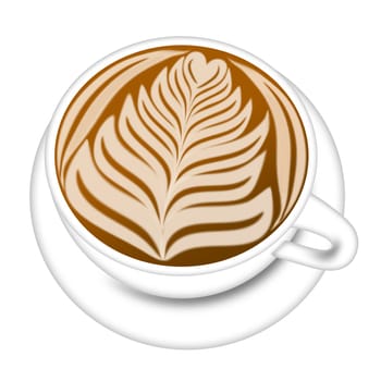 Cup of Latte Espresson Drink with Saucer Illustration Isolated on White Background