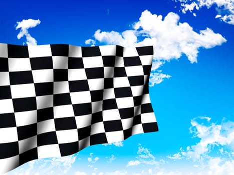 Checkered Flag over a sky background