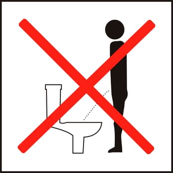 Incorrect position of urinating 3d public sign icon