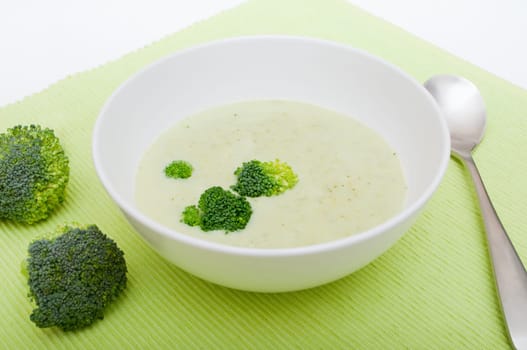 White Bowl of Cream of Broccoli Soup