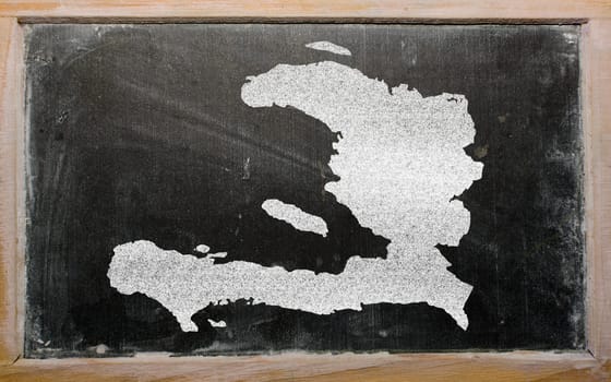 drawing of haiti on blackboard, drawn by chalk