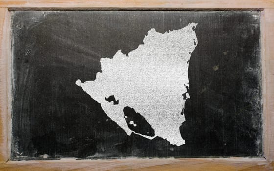 drawing of nicaragua on blackboard, drawn by chalk