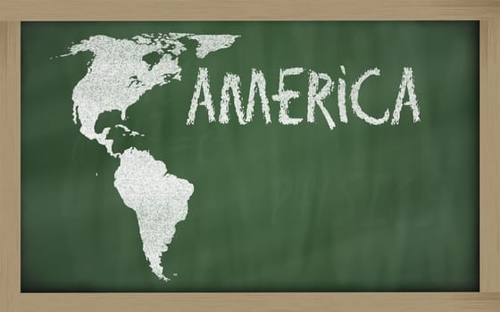 drawing of america on blackboard, drawn by chalk