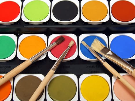 Paints and brushes