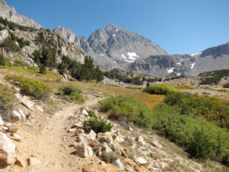Hiking trail through mountains