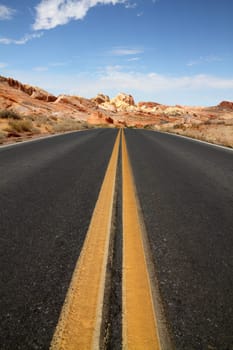 Empty highway into American southwest