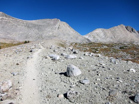 Hiking trail through mountains