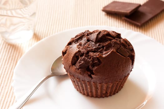 Chocolate muffins with dark chocolate chips