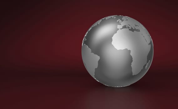 Silver Globe on red background - Europe