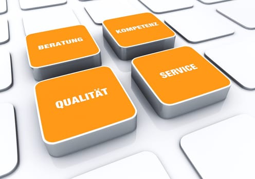 Quader Konzept Orange - Consulting Competence Quality Service 3