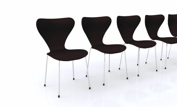 Designer Chair Row - Black Silver