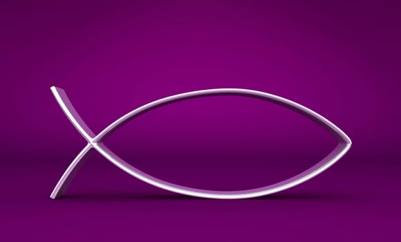 3D ICHTHYS Silver on Violet 04