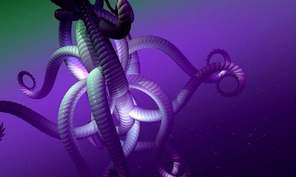 3D - Alien in Space - Purple Green 02