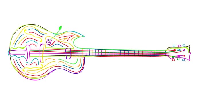 Stylized electric guitar sketch on white background.
