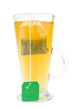 Glass  of green tea isolated on  white background