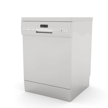 Freestanding dishwasher on white background