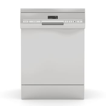 Silver dishwasher isolated on a white background