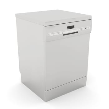 Modern dishwasher on white background