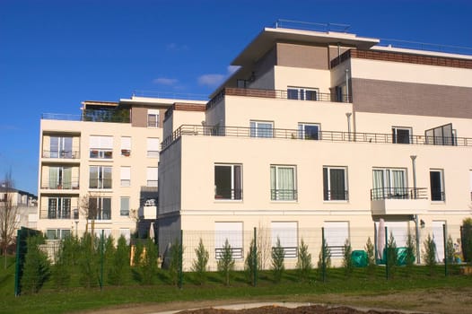 New real estate in France in the Paris region. Houses in an allotment which has just been finished.